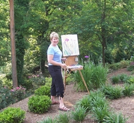 photo of Jane painting outside